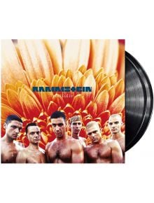На обложката на Rammstein - Herzeleid (VINYL) са изобразени шестима мъже без ризи пред голямо оранжево цвете, над което са изписани името на групата и заглавието на албума, а отдясно наднича винилова плоча (винилова плоча).