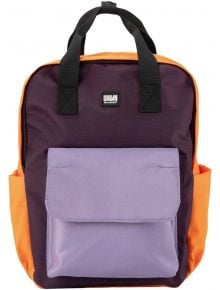 Раница Bombata Urban Rio 16'' Arancione/Viola - стилна градска раница с черни дръжки, лилав преден джоб с капак, оранжеви страни и тъмнолилав раздел; има калъф за лаптоп - идеална за динамичния градски живот.