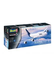 Кутия на "Сглобяем модел - Самолет Боинг 747-8 Луфтханза" 1:144, ниво 5. Съдържа 172 части, с дължина след сглобяване 52,5 см; илюстрацията показва модела в полет.