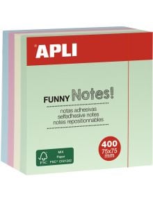 Самозалепващи се листчета Apli, пастелни цветове, 400 листа - Apli - Apli Paper - Apli - Office - 8410782109723