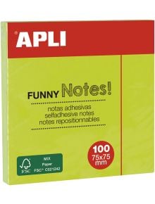 Самозалепващи се листчета Apli, зелен неон, 100 листа - Apli - Apli Paper - Apli - Office - 8410782118992