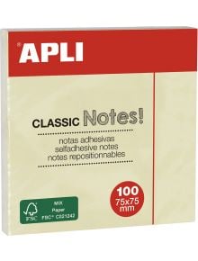 Самозалепващи се листчета Apli, жълти, 100 листа - Apli - Apli Paper - Apli - Office - 8410782109754