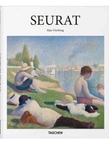 Корица на книгата "Сеура" от Хайо Дюхтинг, на която е показана известната поантилистична сцена на Жорж Сеура на брега на река с хора, дървета и лодки. В долната част е отбелязано издателството TASCHEN.
