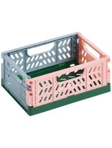 Сгъваема кутийка Apli Tricolor, Base Khaki - правоъгълна, с розови, сиви и зелени панели, отвори за вентилация и дръжки; разглобяема и заключваща се-идеална за съхранение и организация на вещи.