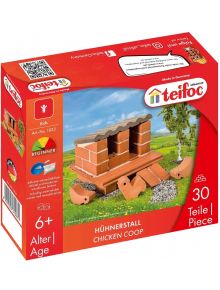 Сглобяем модел Teifoc с тухлички: Къщичка за пиленца, 30 части - комплект за деца 6+, включва рампи, гнезда и инструменти за многократна употреба. Текстът на немски и английски.