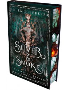 Silver and Smoke (The Ashes of Thezmarr, Book 3) е книга с твърди корици с богато украсен кинжал и въртящ се дим на корицата, която преплита придворни интриги по страниците си.