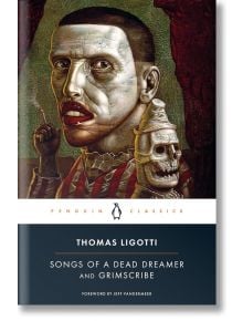 Корицата на *Songs of a Dead Dreamer and Grimscribe* е със сюрреалистично космическо хорър изкуство: мъж с широко отворени очи и червени устни, от чието рамо излиза скелет, както и логото на Penguin Classics.