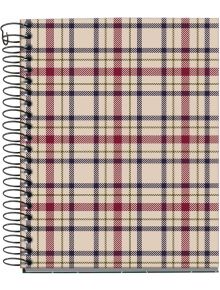 The Тефтер Miquelrius Highland Days Nessie A6 със 100 листа на точки е спирален тефтер с карирана корица в бежово, червено, черно и зелено, с линии, които образуват квадрати и правоъгълници.