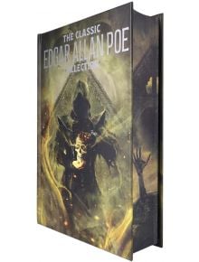 The Edgar Allan Poe Collection (Arcturus Pulp Classics) е книга с твърди корици с мрачна, готическа корица, на която е изобразена фигура с качулка, череп и зловещ фон, заедно с протегната скелетна ръка.