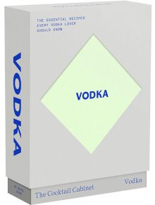 Коктейлният кабинет: Водка има минималистична сива и светлозелена корица с удебелен син текст и подзаглавие The Essential Recipes Every Vodka Lover Should Know - идеално за любителите на коктейли с водка.