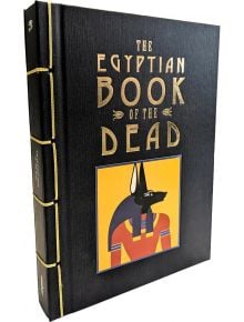 Египетската книга на мъртвите е с черни твърди корици със златни надписи и илюстрация на Анубис, вдъхновена от папируса Ани и древноегипетските вярвания за задгробния живот.