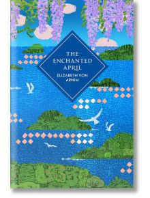 Корицата с твърди корици на "Омагьосаният април" (Vintage Collector's Classics) е с лилава глициния, зелени хълмове, бели птици, прелитащи над синьо езеро, и централно декоративно заглавие във формата на диамант.