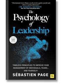 Корицата на "Психология на лидерството" включва сини частици, оформящи профил на човешка глава върху черен фон, с бял и син текст и предговор от Лари Кълп, главен изпълнителен директор на GE, което я прави отличаваща се сред книгите за лидерство.
