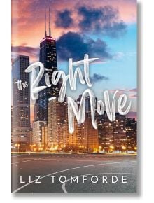 Корица на книгата "Правилният ход", на която са изобразени градски силует по залез слънце, небостъргачи и розово-синьо небе - идеално за този романс от NBA. Заглавието е изписано с удебелен бял шрифт в центъра.