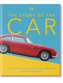 Корицата на книгата "Историята на автомобила" изобразява червен класически автомобил на син и жълт фон. Подзаглавие: "Окончателната история на автомобилите". Предговор от Джоди Кид. Изследва историята на автомобилите.
