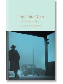 Корицата на "Третият човек и други разкази" (Macmillan Collector's Library) внушава ноар напрежение, като показва силует на мъж в тренчкот под постройка, вперил поглед в стара кола на мъглива, осветена в синьо улица.