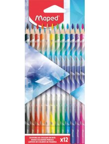 Комплект от 12 цветни моливи Maped Color Peps Arctic – ярки цветове, с логото на Maped върху всеки молив, подредени диагонално в опаковката. Идеални за творчество.