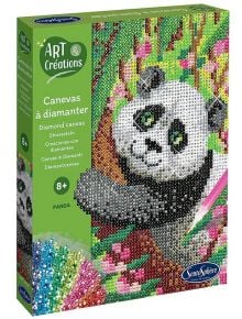 Творчески комплект Sentosphere с цветни камъчета, панда: диамантено рисуване за деца 8+ с блестяща панда и многоцветни камъчета - забавен начин за творчество!.
