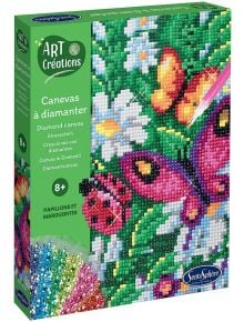 Творчески комплект Sentosphere с цветни камъчета, пеперуда: зелена кутия с цветна пеперуда и цветя, инструкции на няколко езика, подходящ за деца над 8 години.