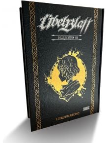 Ubel Blatt Deluxe Edition, Vol. 3 е издание с твърди корици от Etorouji Shiono със златен профил на Köinzell върху текстурирана черна корица с декоративни рамки - идеално за феновете на епичното фентъзи и Ордена на седемте копия.