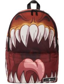 Ученическа раница „Space Junk Dino Mouth“ с графичен мотив на широко отворена уста, показваща остри бели зъби и розов език, с ергономичен дизайн за максимален комфорт при ежедневна употреба.