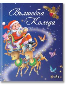 Корицата на книгата "Вълшебна Коледа" изобразява Дядо Коледа, който маха от шейна с два усмихнати елена, заобиколен от звезди, птици и плюшено мече. Българският текст в горната част изписва заглавието "Вълшебна Коледа".