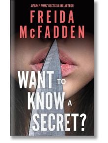 Корицата на книгата "Искаш ли да знаеш тайна?" показва в близък план устата на жена с нож между устните и заглавието, което внушава домашно напрежение.