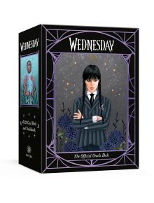 Кутия за сряда: Сряда: Официалната оракулска колода - оракулски карти с илюстрирано момиче с плитки и раиран блейзър, със скръстени ръце на звезден фон, с тъмни цветя и геометрични лилави рамки.