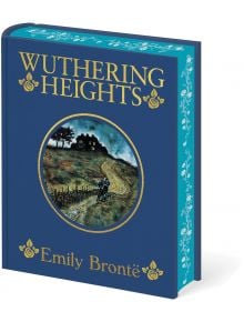 Изданието на "Грозните височини" (Arcturus Decorative Classics) с твърди корици е със синя корица със златни букви, флорални мотиви и кръгла илюстрация на къща на хълм под мрачно небе.