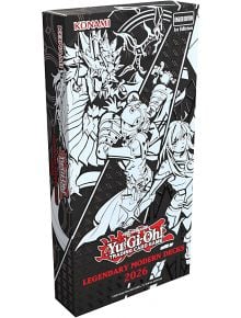 Кутия с Карти за игра Yu-Gi-Oh! Legendary Modern Decks 2026 на Konami, с черно-бели бронирани герои и дракон, с ярък червен и бял текст отпред.