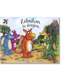 На корицата на Zébulon le dragon са изобразени пет ярки, дружелюбни дракона и един заек на открито сред дървета и скали. Заглавието се появява на видно място, подсказвайки за вълшебно приключение с дракони и кралски герои.